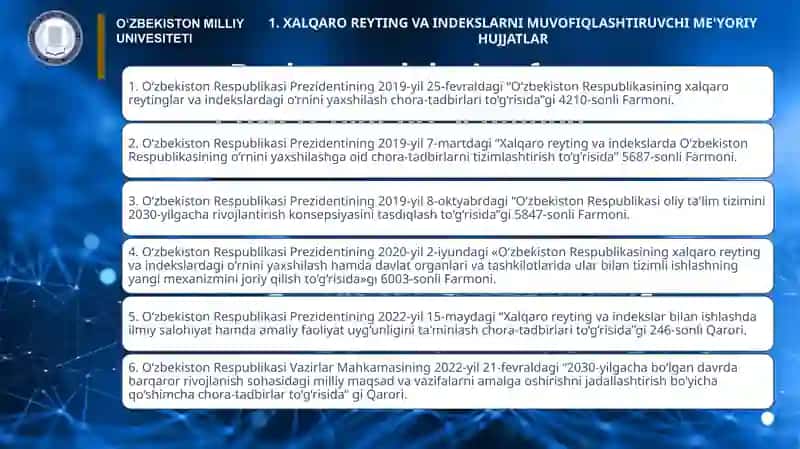 XALQARO REYTING VA INDEKSLARNI MUVOFIQLASHTIRUVCHI ME'YORIY HUJJATLAR 3