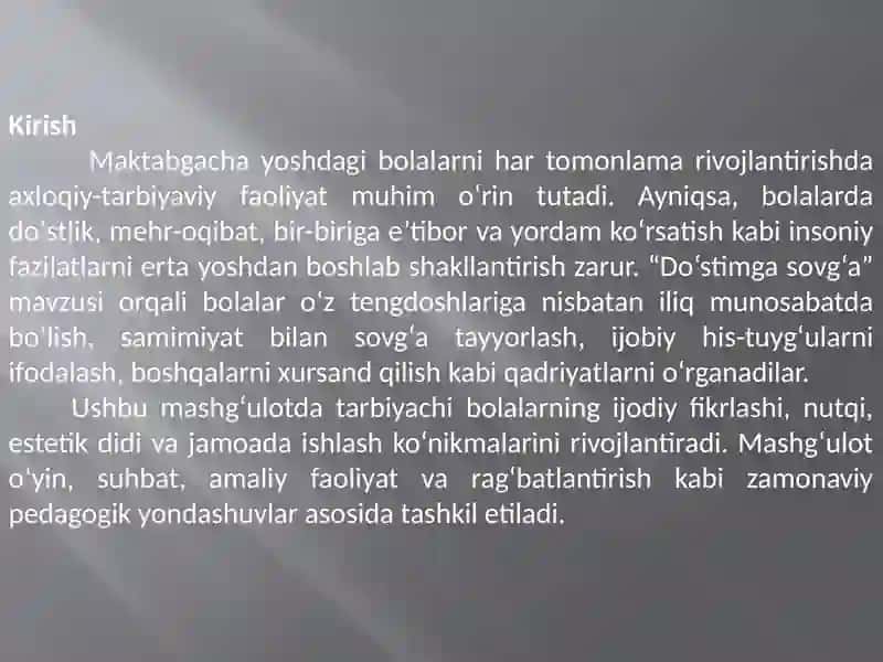 Applikatsiya “Daraxtlar suvga boqadi”. (tayyorlov guruh) Sanʼat markazi 3