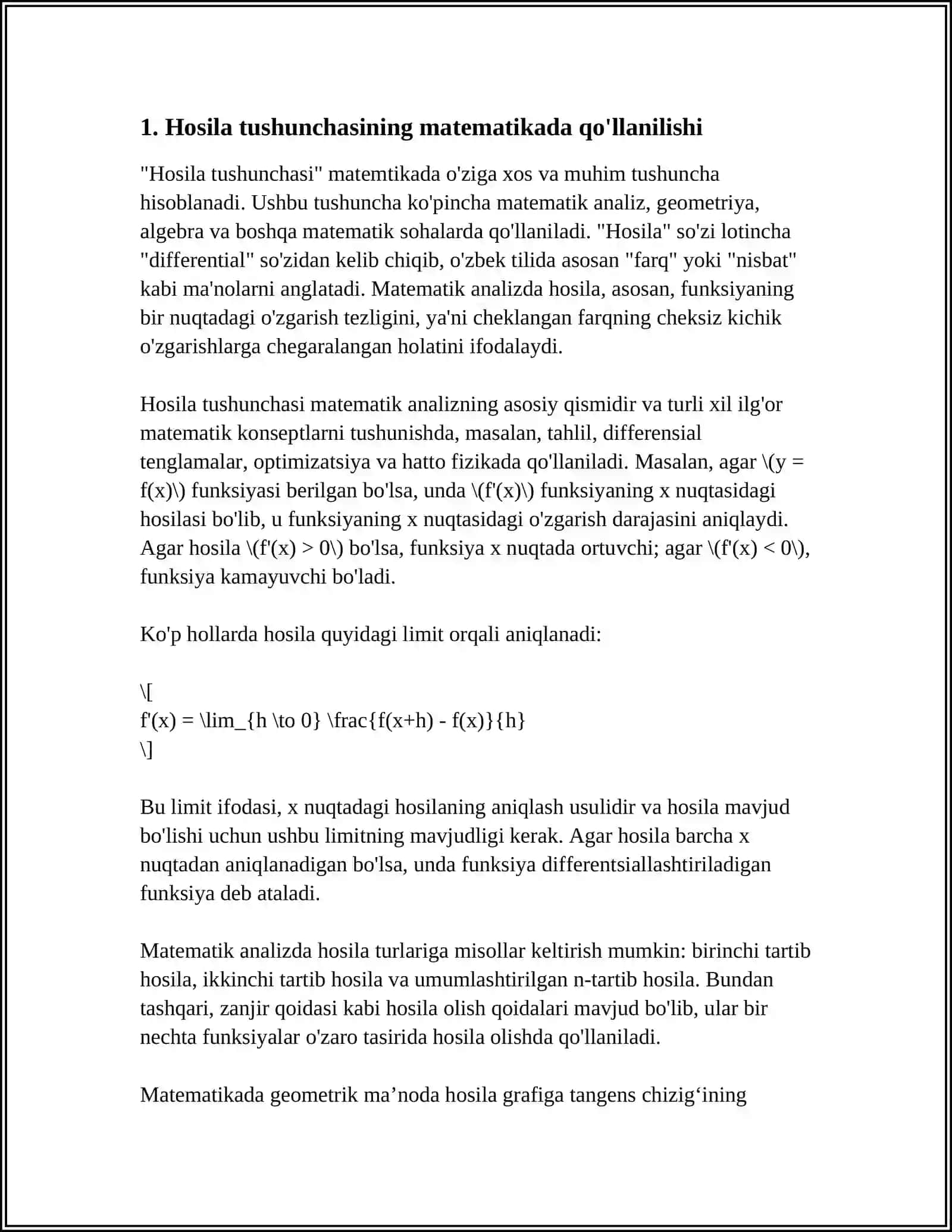 Hosila Tushunchasini Turlu Xil Fan Sohalanida Qo'llanishi 3