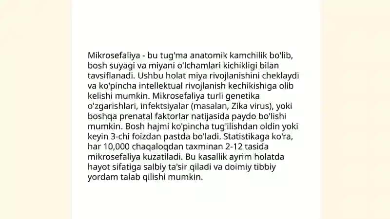 Mikrosefali kasalligi biologiyasi 3