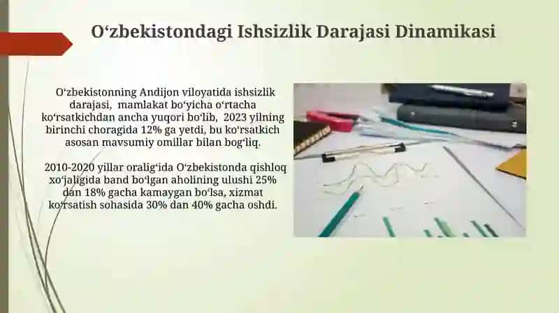 O'zbekistonda ishsizlik darajasi dinamikasi va tahlili 3