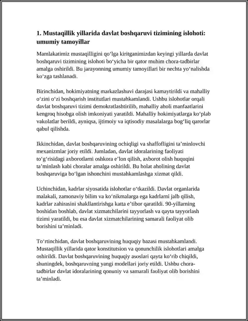MUSTAQILLIK YILLARIDA DAVLAT BOSHQARUVI TIZIMIDA AMALGA OSHIRILGAN ISLOHOTLAR 3