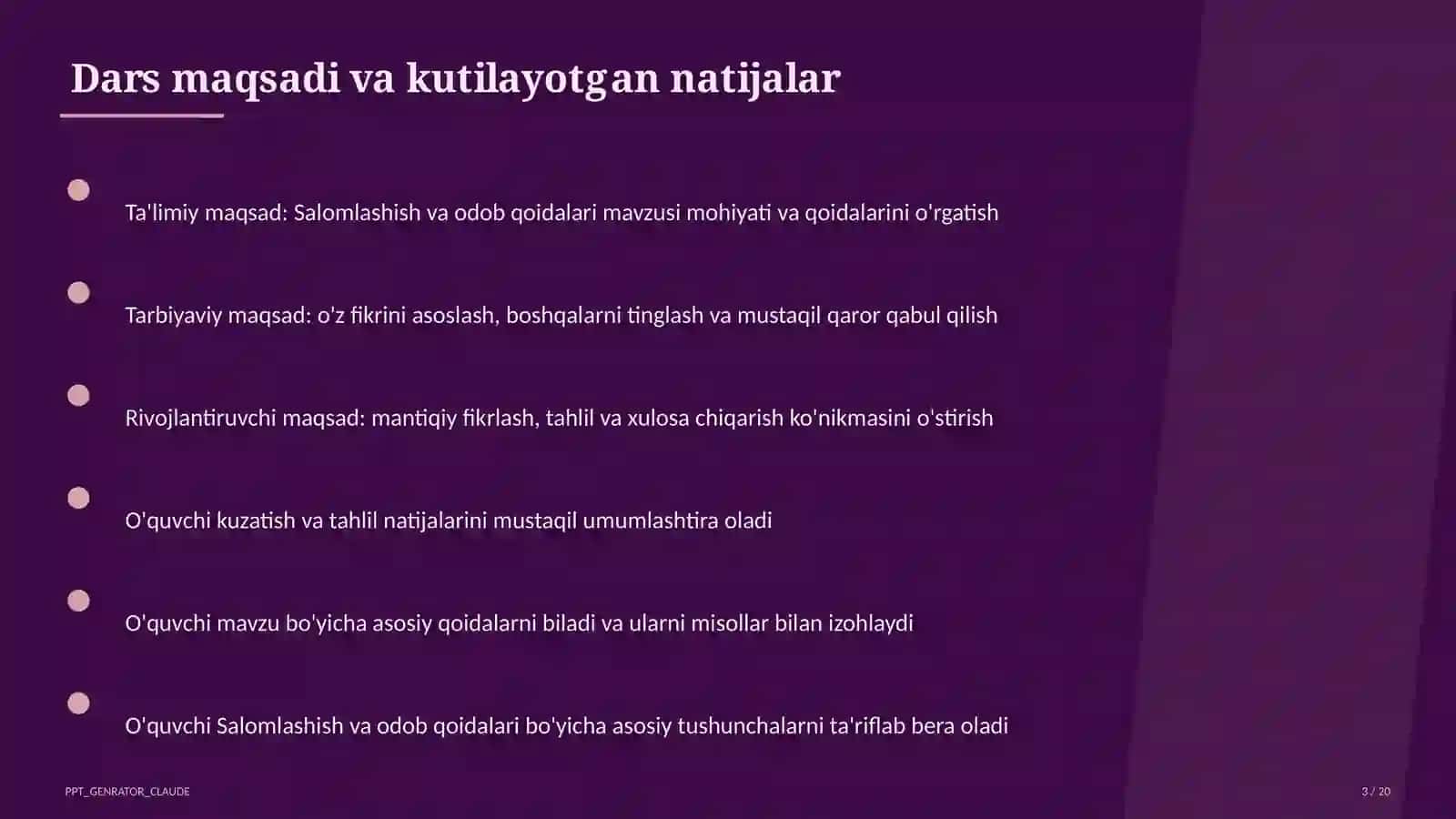 Salomlashish va odob qoidalari (1-sinf) 3