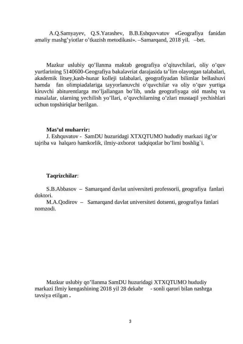 Geografiya Fanidan Amaliy Mashg‘ulotlar O‘tkazish Metodikasi 3