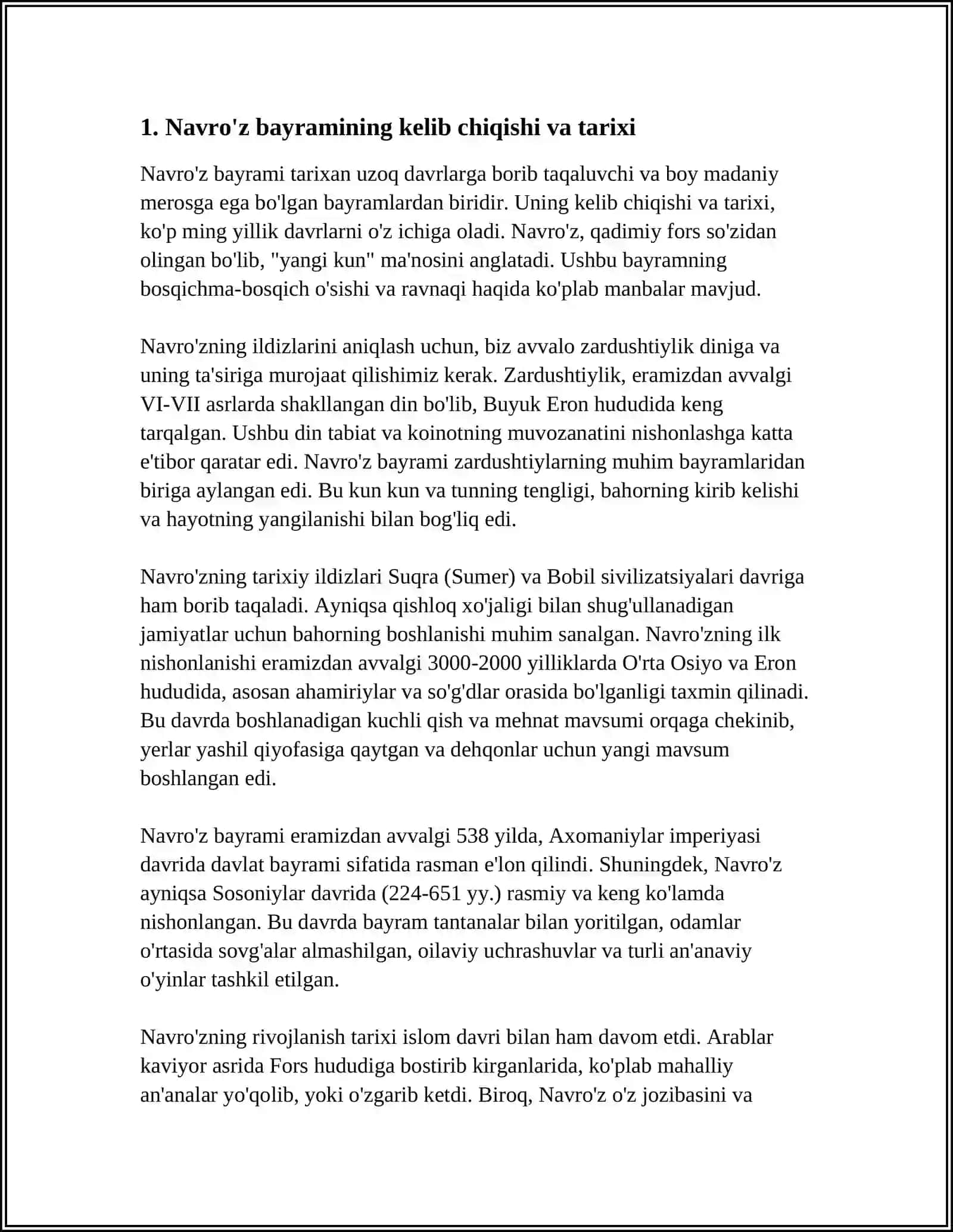 MAVSUMIY VA OILAVIY MAROSIM FOLKLORI NAMUNALARI VA ULARNING BADIIYATI. "NAVRO'Z" BAYRAMI AN'ANALARI 3