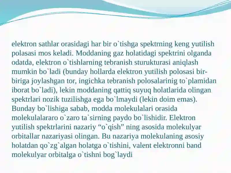 Molekulalarning elektron spektrlari 3