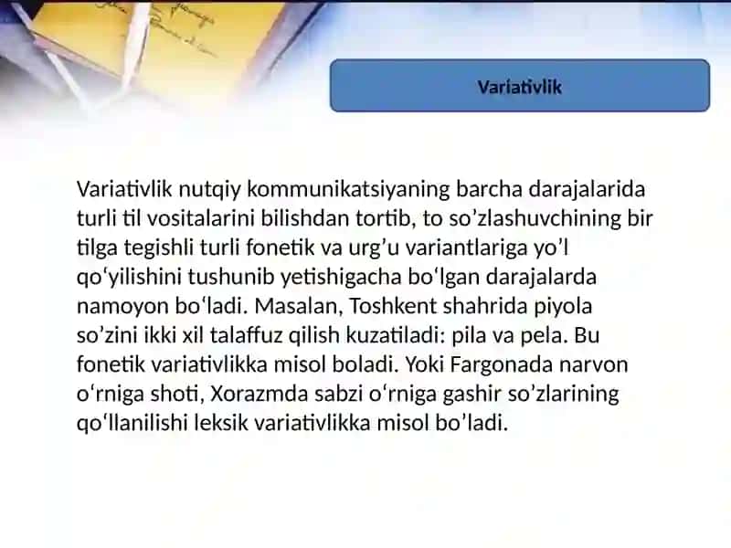 Variativlik turlari 3