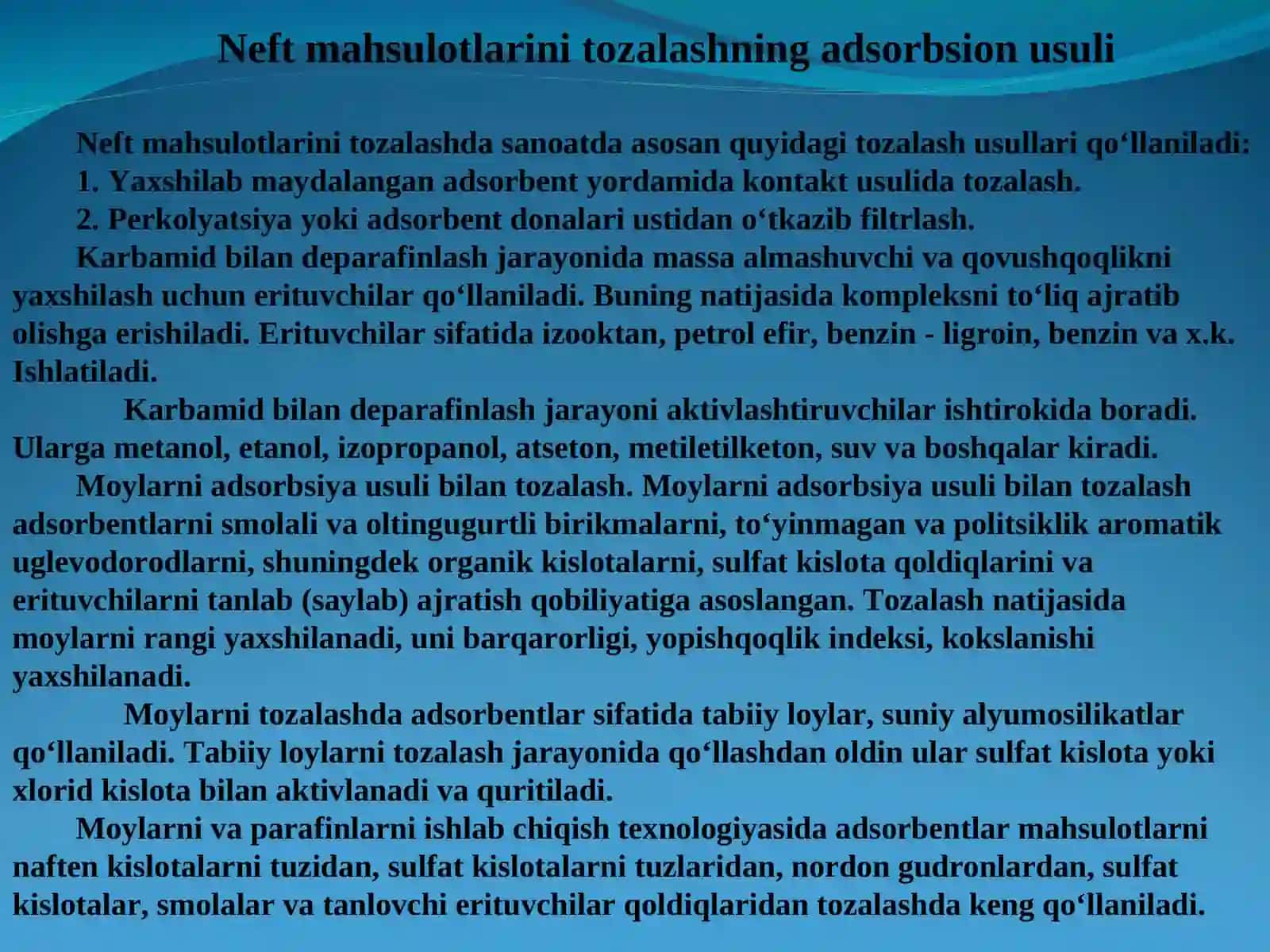 Neft mahsulotlarini adsorbsion tozalash 3