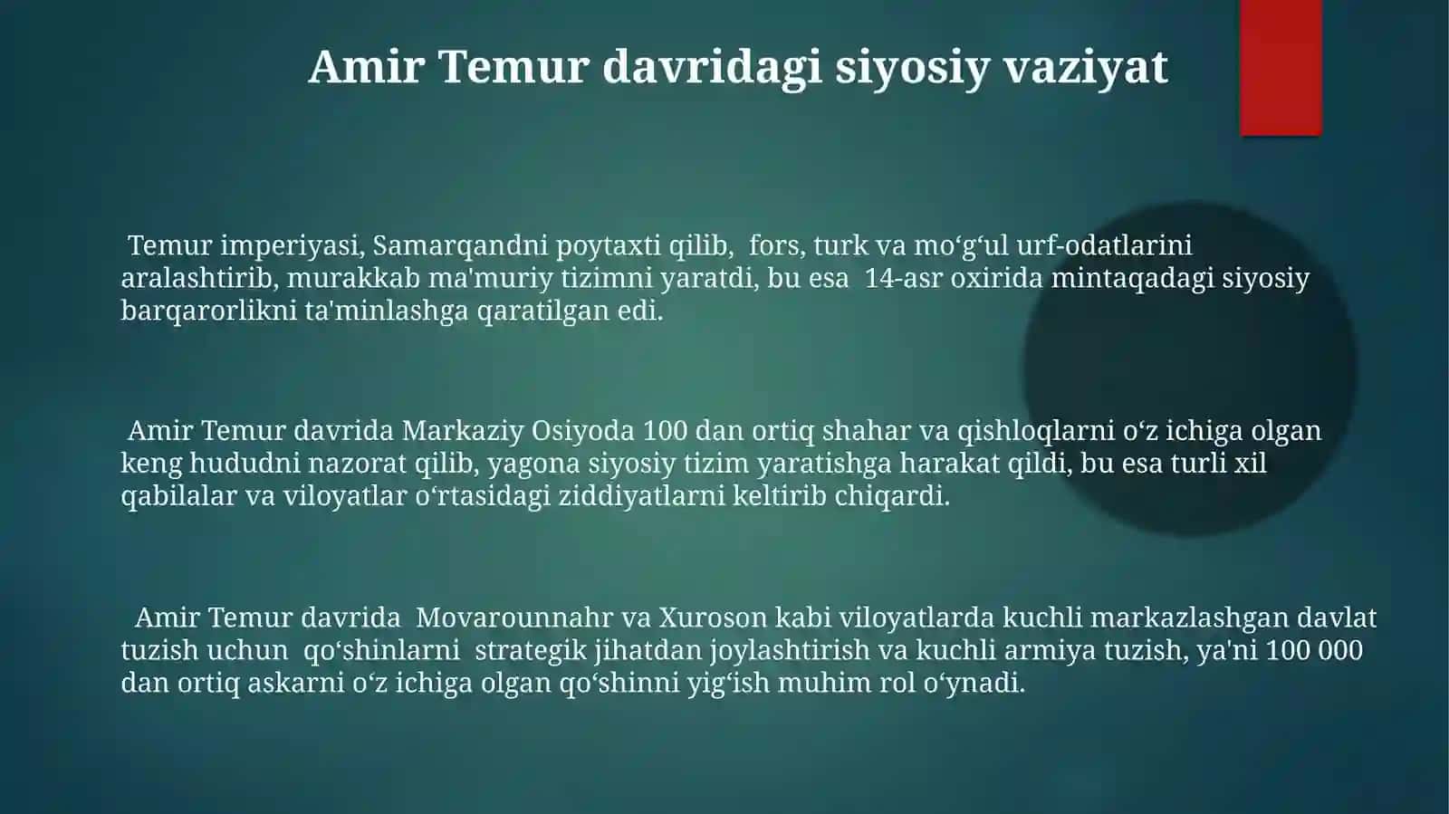 Amir Temur davlat tuzish yo'lida 3