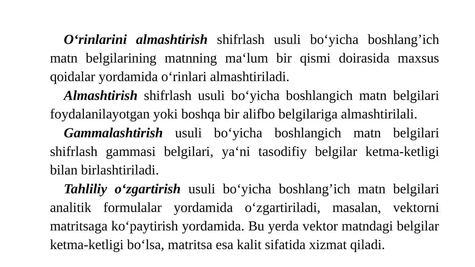 SHIFRLASH ALGORITMLARINING KLASSIFIKATSIYASI 3