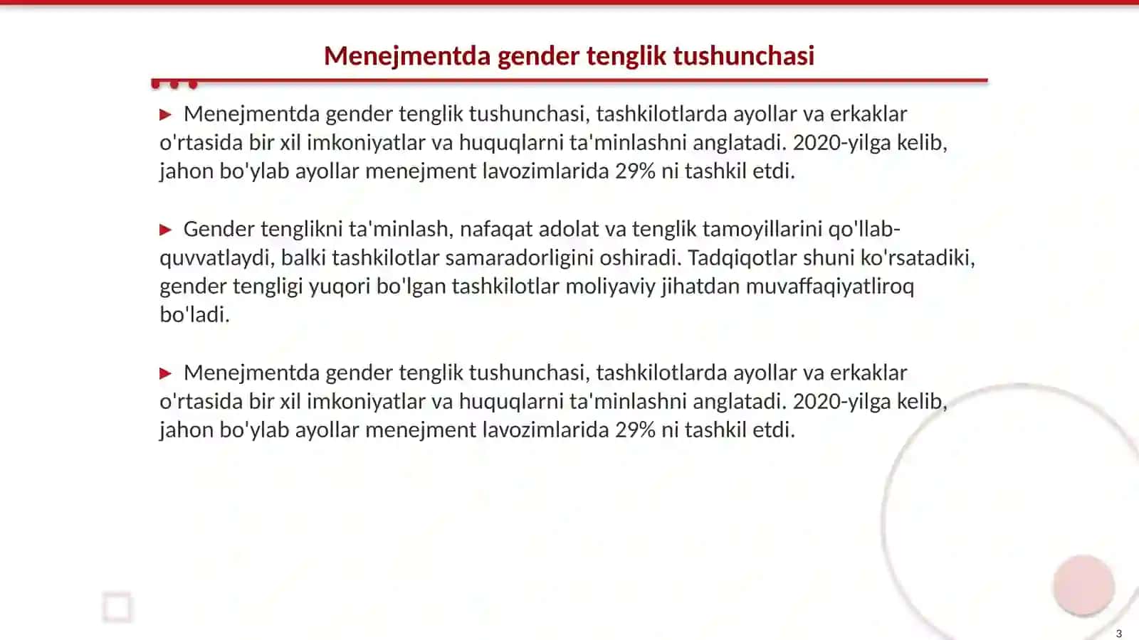 Menejmentning gender jihatlari 3