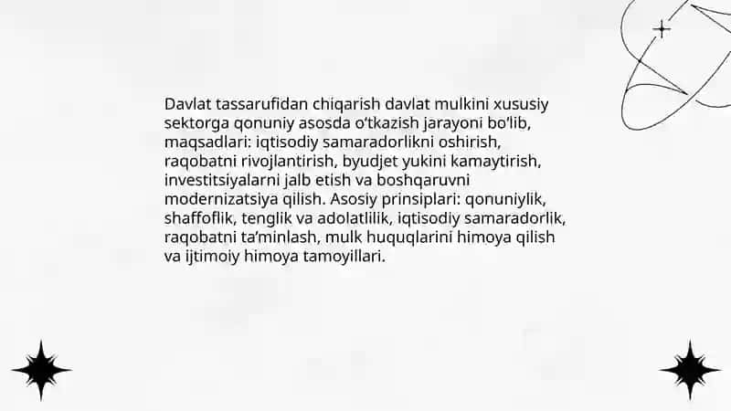 Davlat tassarufidan chiqarish va xususiylashtirish 3