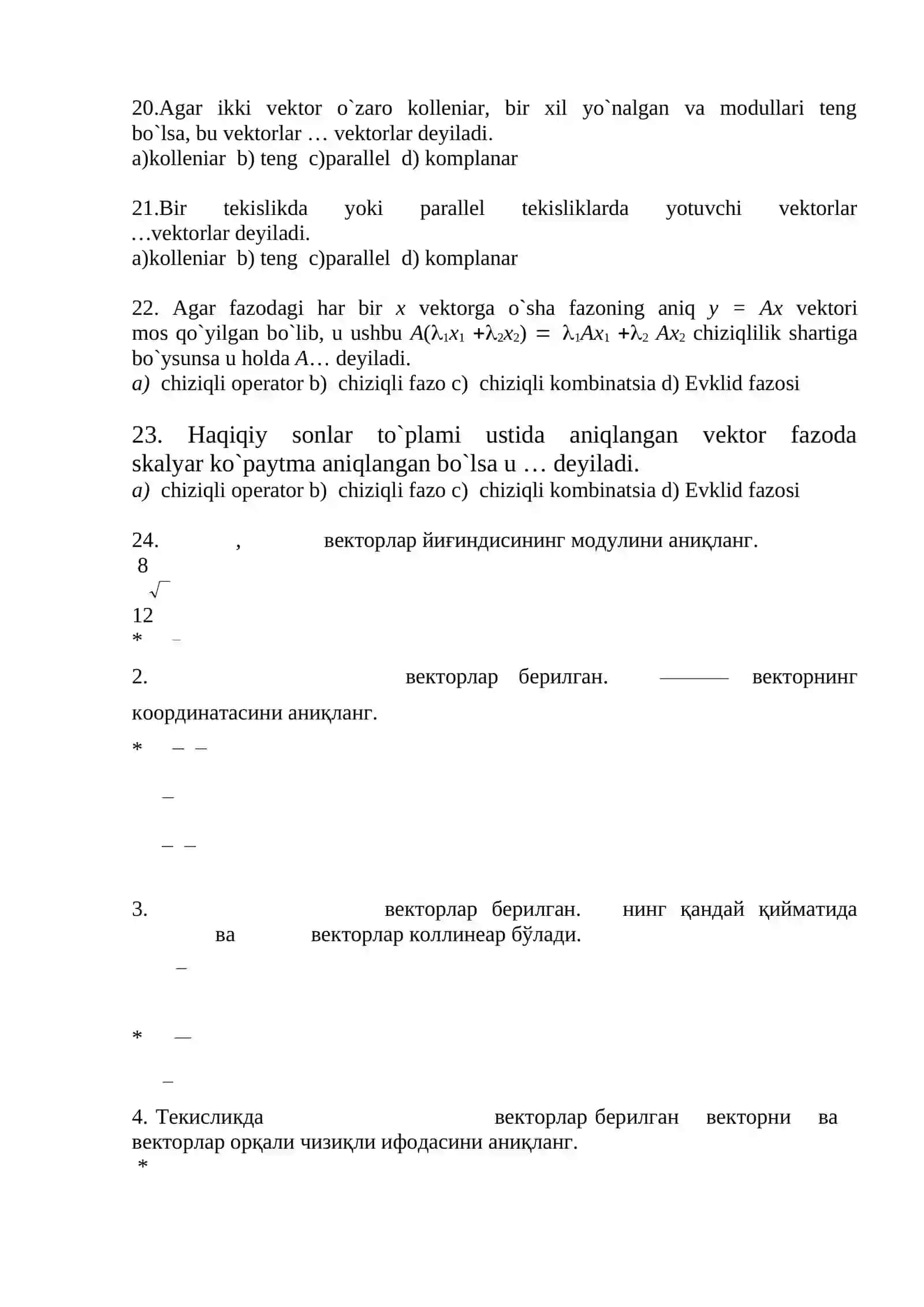 Algebra Test 3