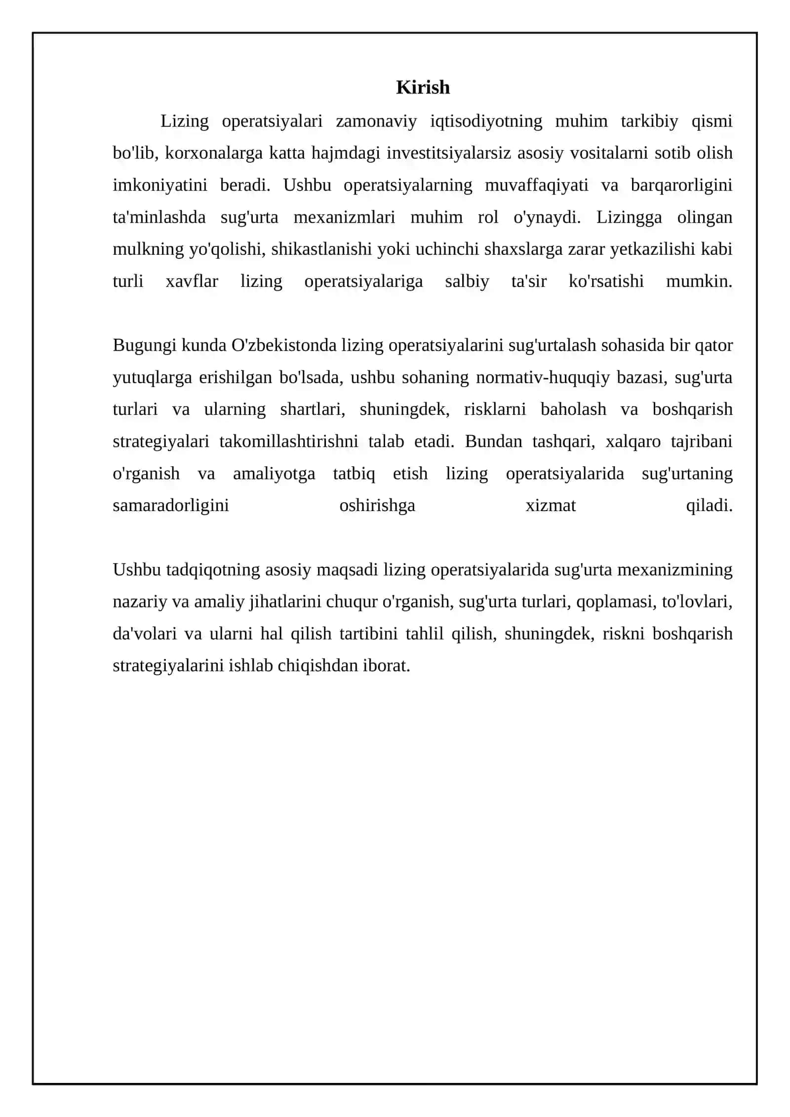 Lizing operatsiyalarida sug'urtaning zarurati va turlari 3