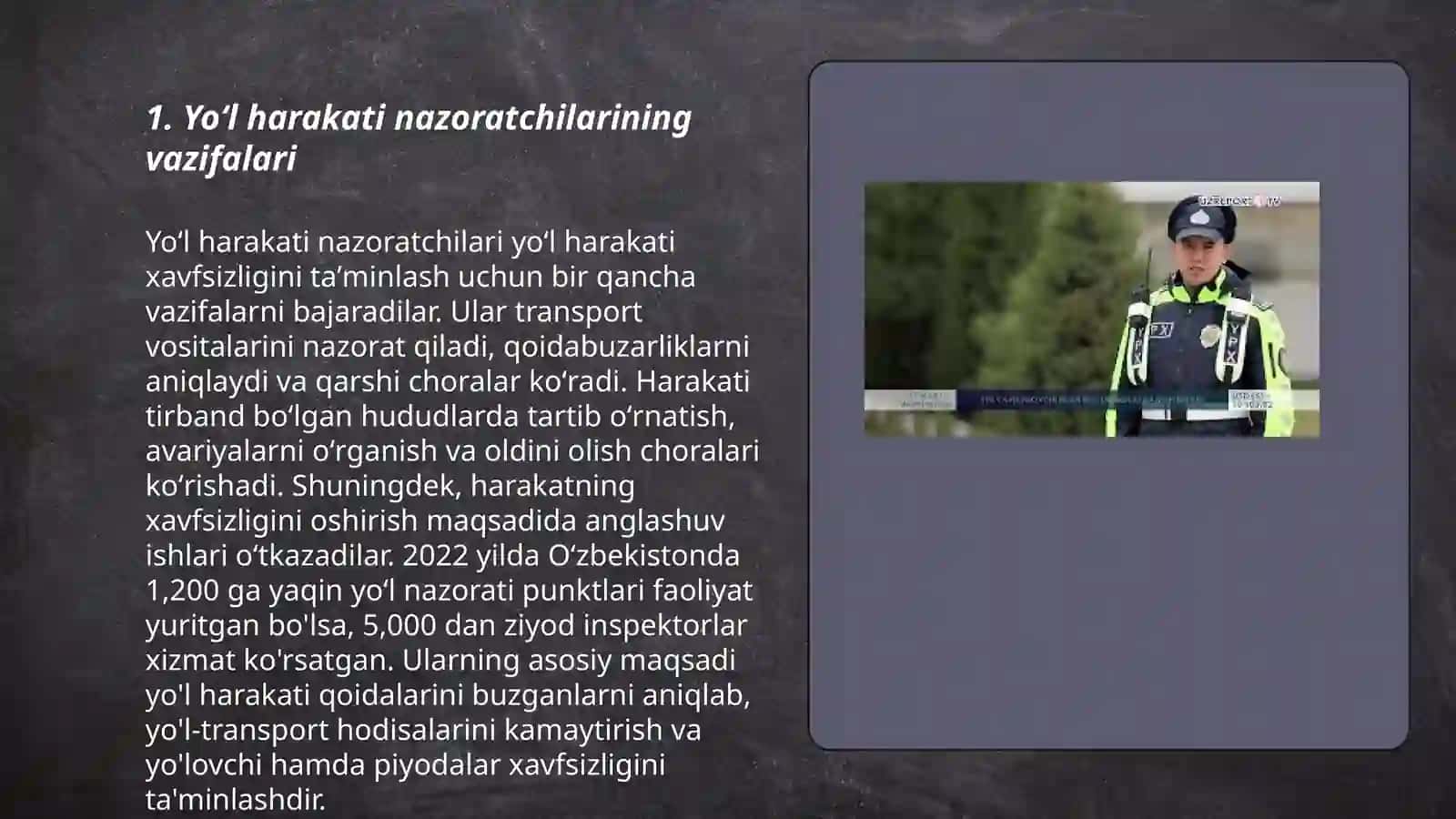Yoʻl harakati nazoratchilari va boshqaruvchilarining maqsadi va tasnifi 3