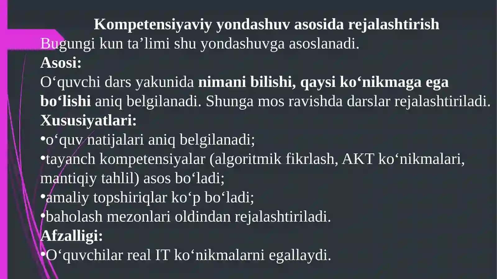 O‘quvjarayonini rejalashtirishga nisbatan yondashuvlar 3