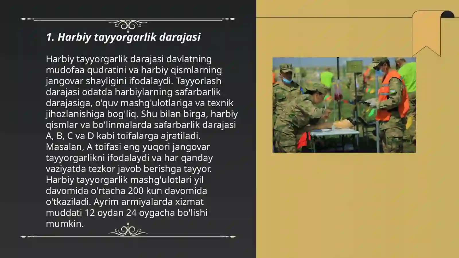 Tinchlikni saqlashda operatsiyalarida qatnashuvchi harbiy kuchlar.Hozirgi paytda harbiy harakat qatnashchilariga qo'yiladigan talablar. Jangda Jangdagi xatti-harakat qoidalarini ta'minlashga yordam tayyorgarlik 3