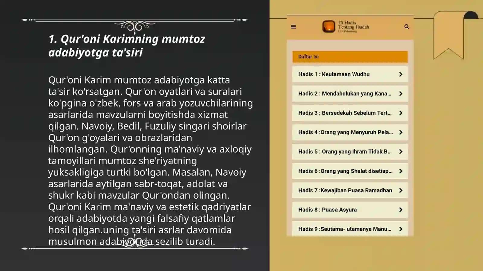 Mumtoz adabiyot taraqqiyotida Qur'oni karim g‘oyalari va hadisi sharifdagi fikrlarning o‘rni va ahamiyati 3