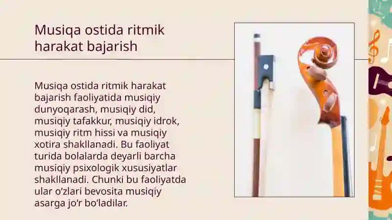 BOLALARNI RITMIK MUSIQAVIY HARAKATLARGAO’RGATISH 3