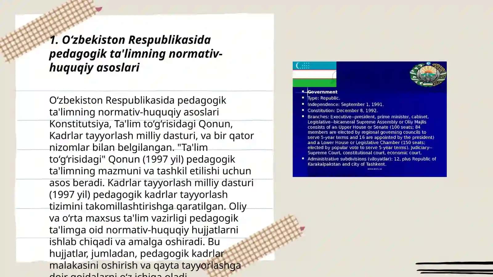 O‘zbekiston Respublikasida pedagogik kadrlar tayyorlash tizimi 3