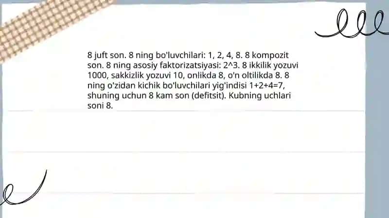 8 soni va raqami 3