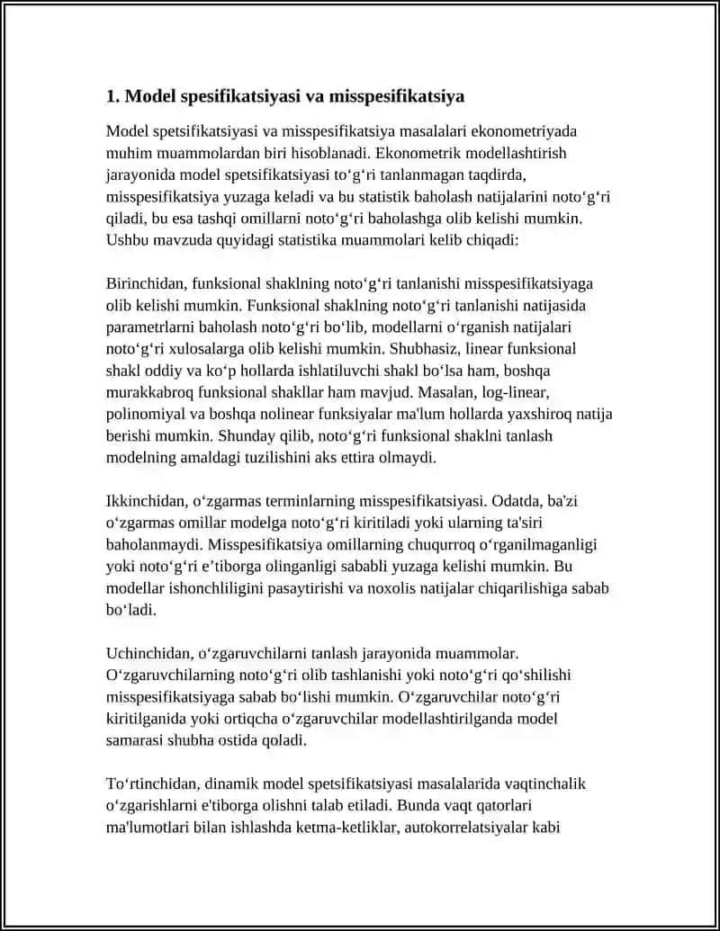 EKONOMETRIK MODELLASHTIRISHDA STATISTIKA MUAMMOLARI 3