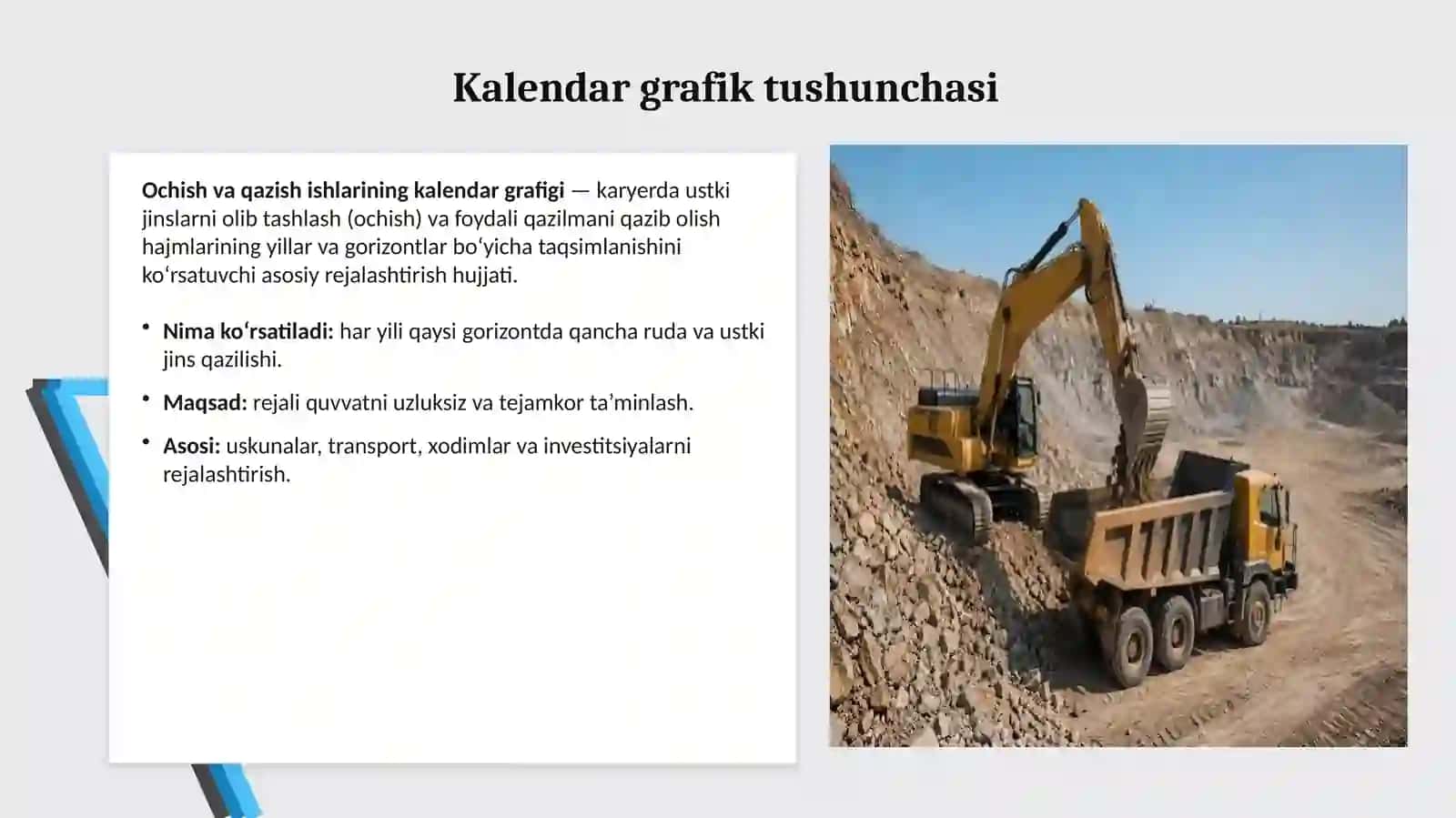 Ochish va qazish ishlarining kalendargrafigi 3