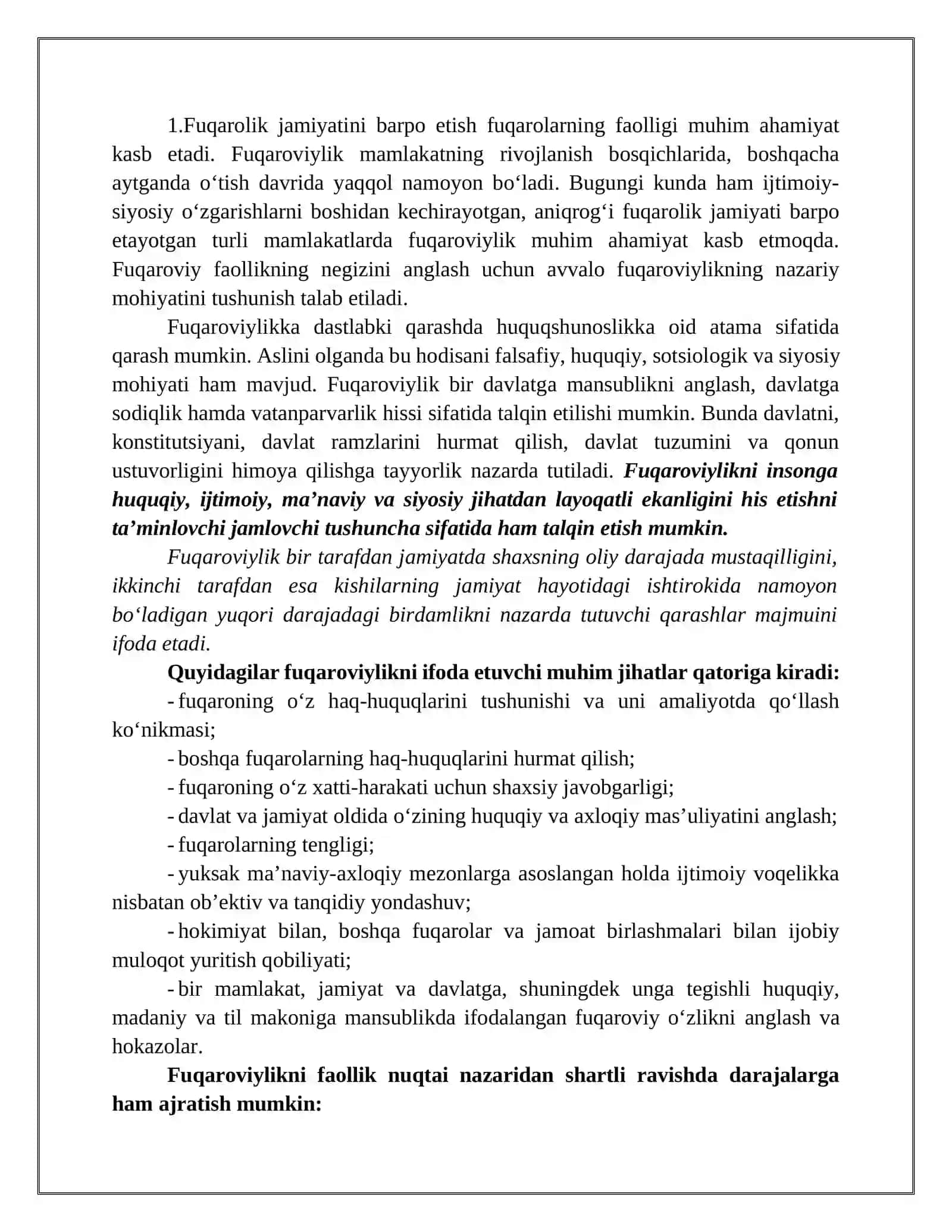 Fuqaro, Fuqaroviylik va Faol Fuqarolik Pozitsiyasi 3