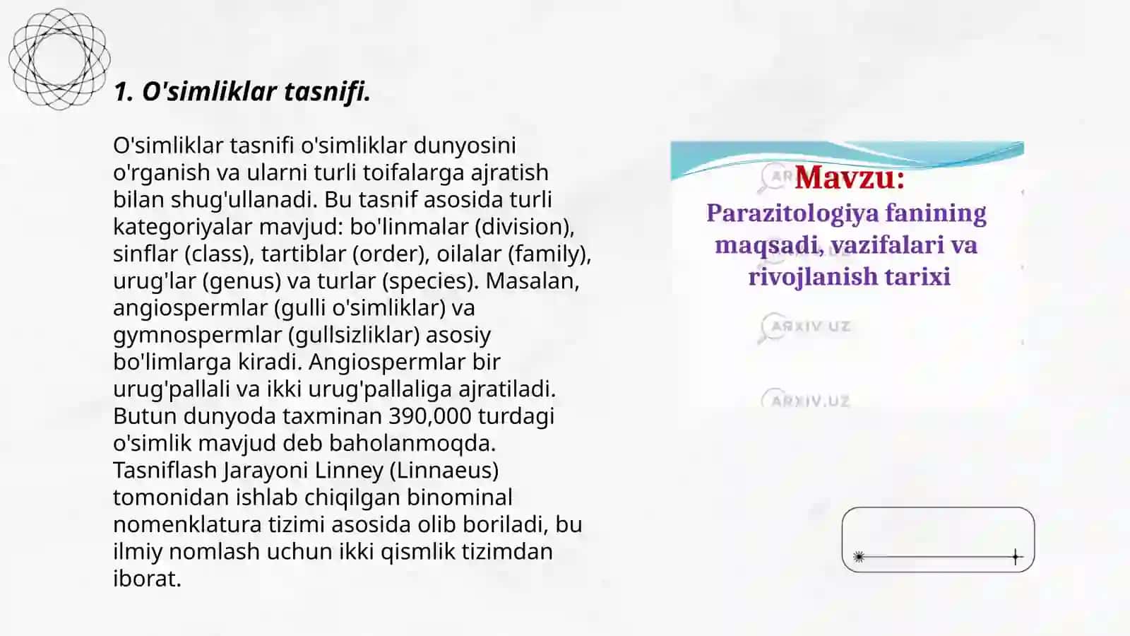 Oʼsimliklar sistematikasi ning predmeti va vazifalari 3