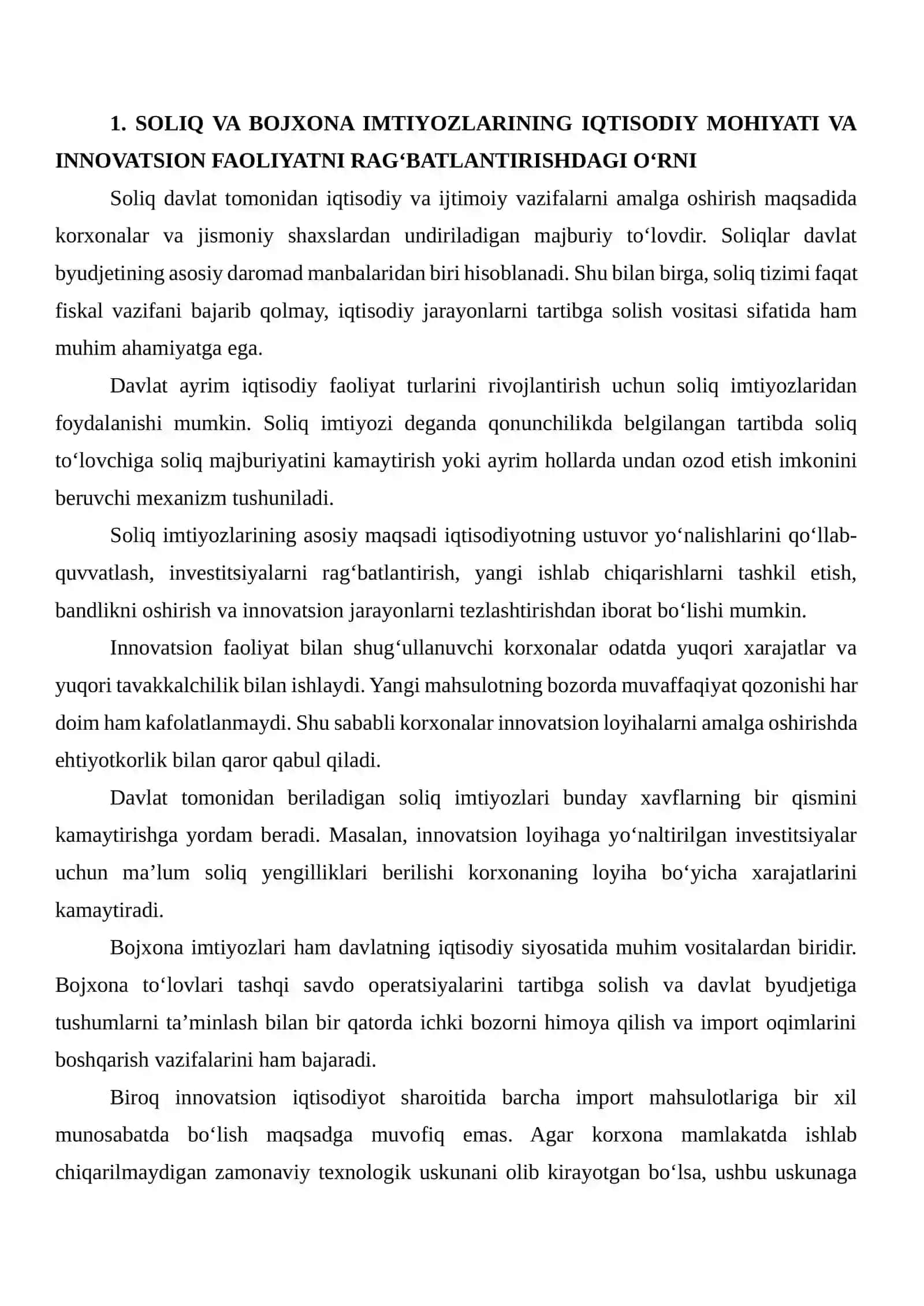 SOLIQ VA BOJXONA IMTIYOZLARINING KORXONALAR INNOVATSION FAOLLIGIGA TA’SIRI 3