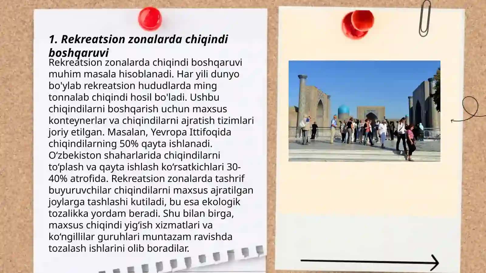 Rekreatsion manzillar va turizm zonalarini ifloslanish holatlarini o'rganish 3