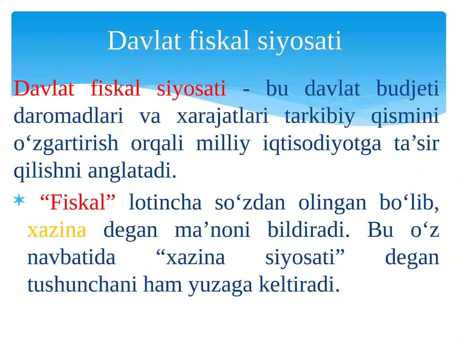 Fiskal hisoblar va ularning tahlili. Pul va inflyatsiya 3