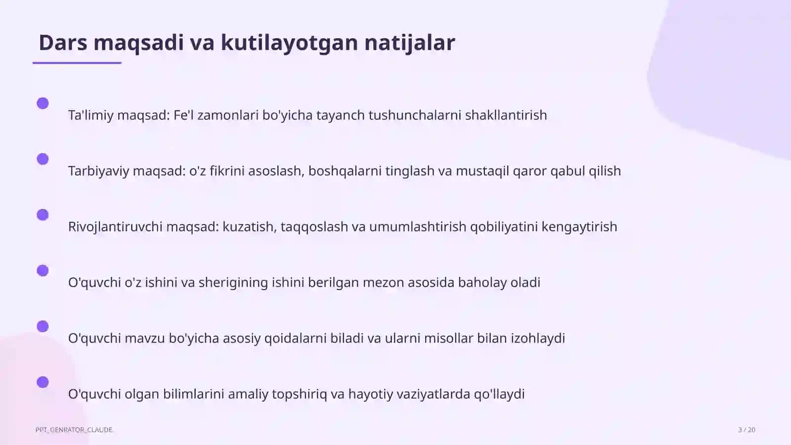 Fe'l zamonlari (4-sinf) 3