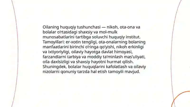 Oilaning huquqiy asoslari. Ota-onalar va farzandlarning huquq hamda burchlari 3