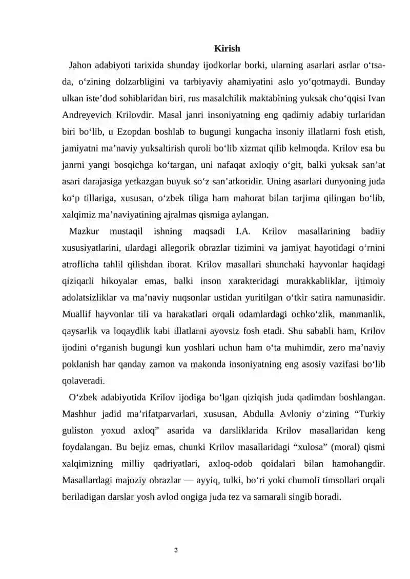 Ivan Krilov masallari tahlili 3