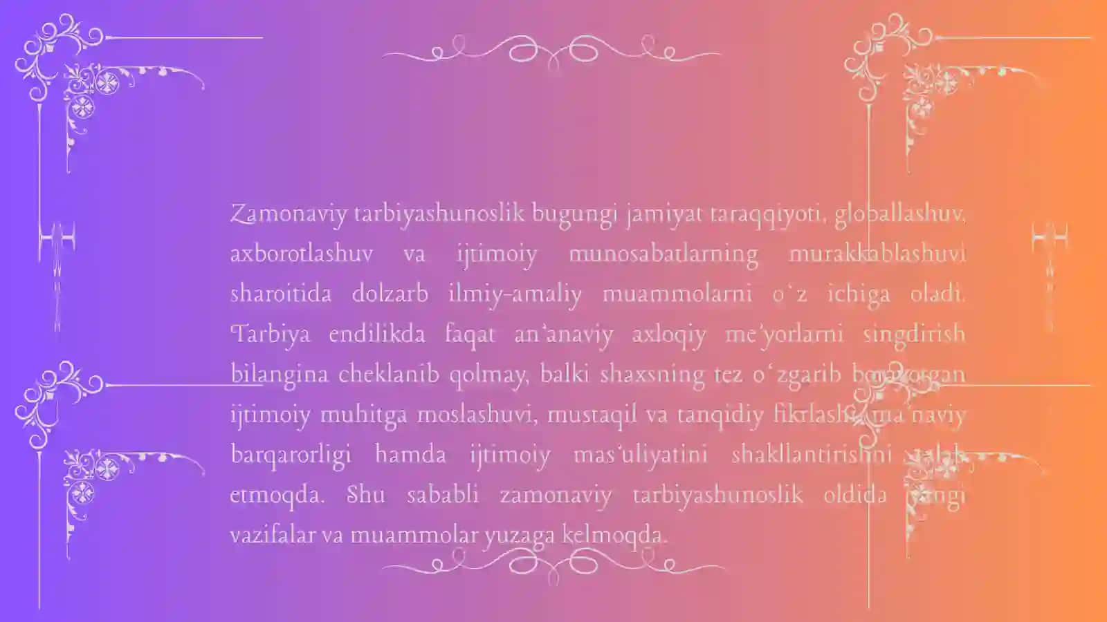 ZAMONAVIY TARBIYASHUNOSLIK MUAMMOLARI 3