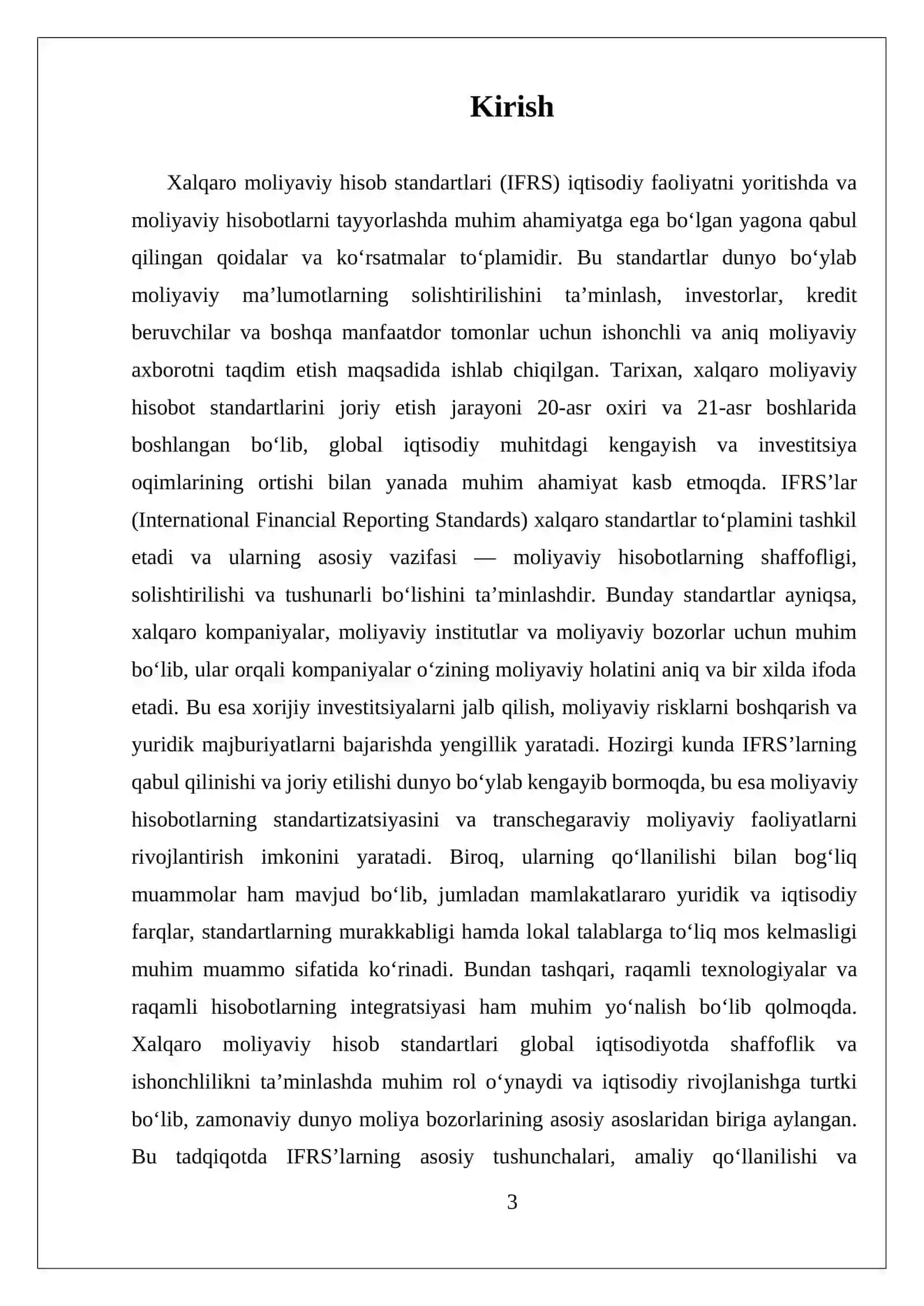 Xalqaro moliyaviy hisob standartlarning (IFRS) ahamiyati 3