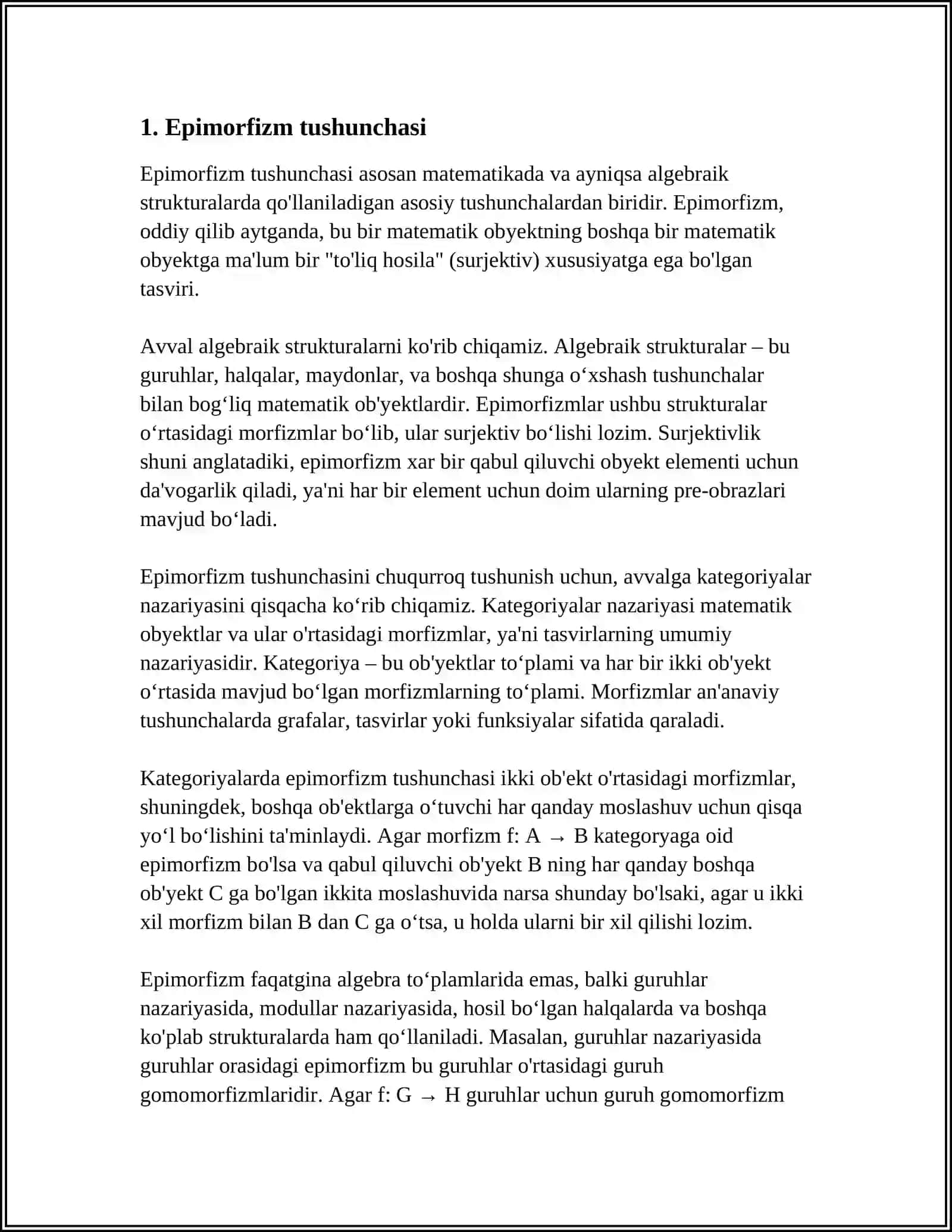 HALQANING EPIMOFIZMLARI, MONOMORFIZMLARI VA IZOMORFIZMLARI HAQIDA TUSHUNCHALAR VA ULARNING XOSSALARI 3