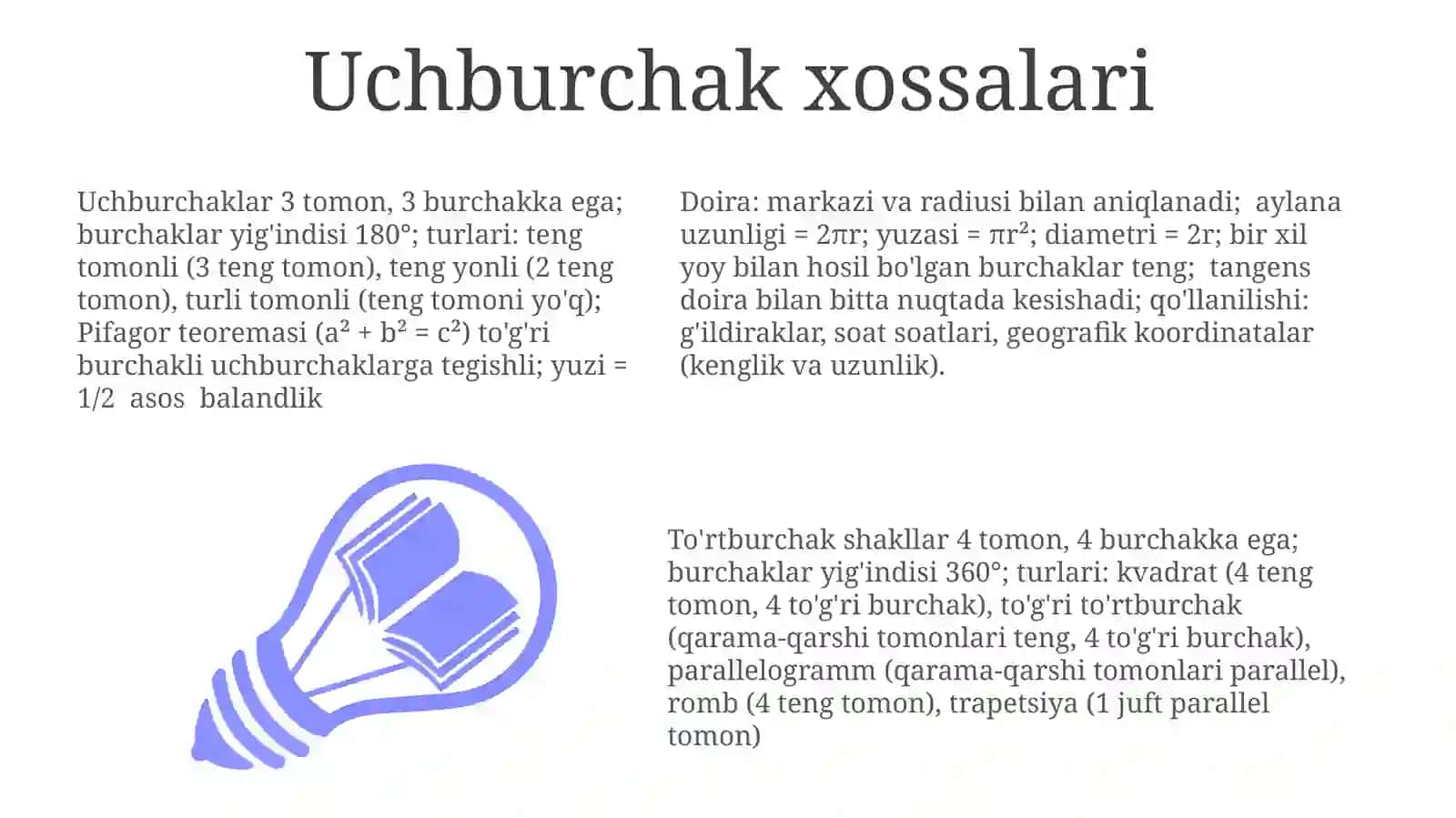 Uchburchak xossalari 3