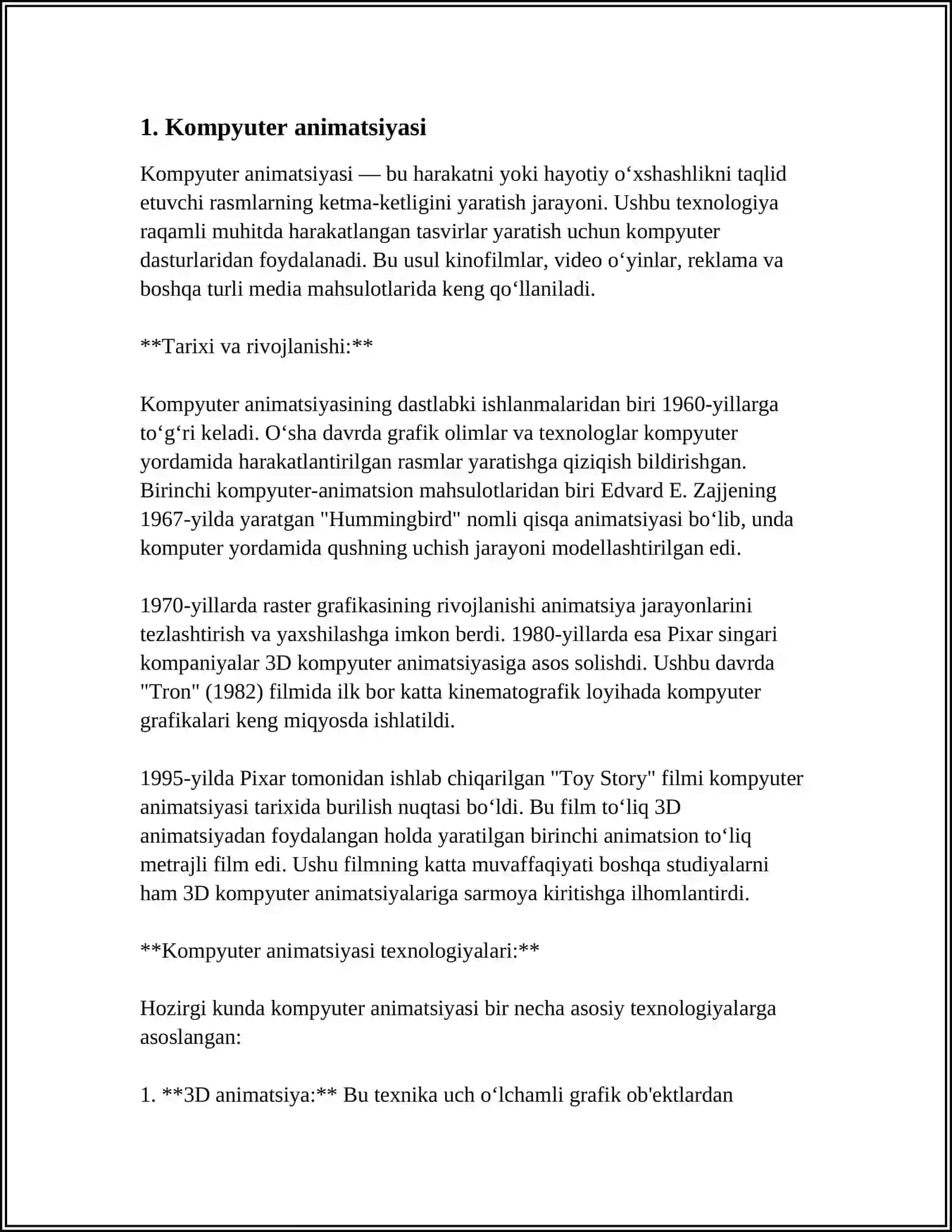 KOMPYUTER GRAFIKASINING QO'LLANISH SOHALARI 3
