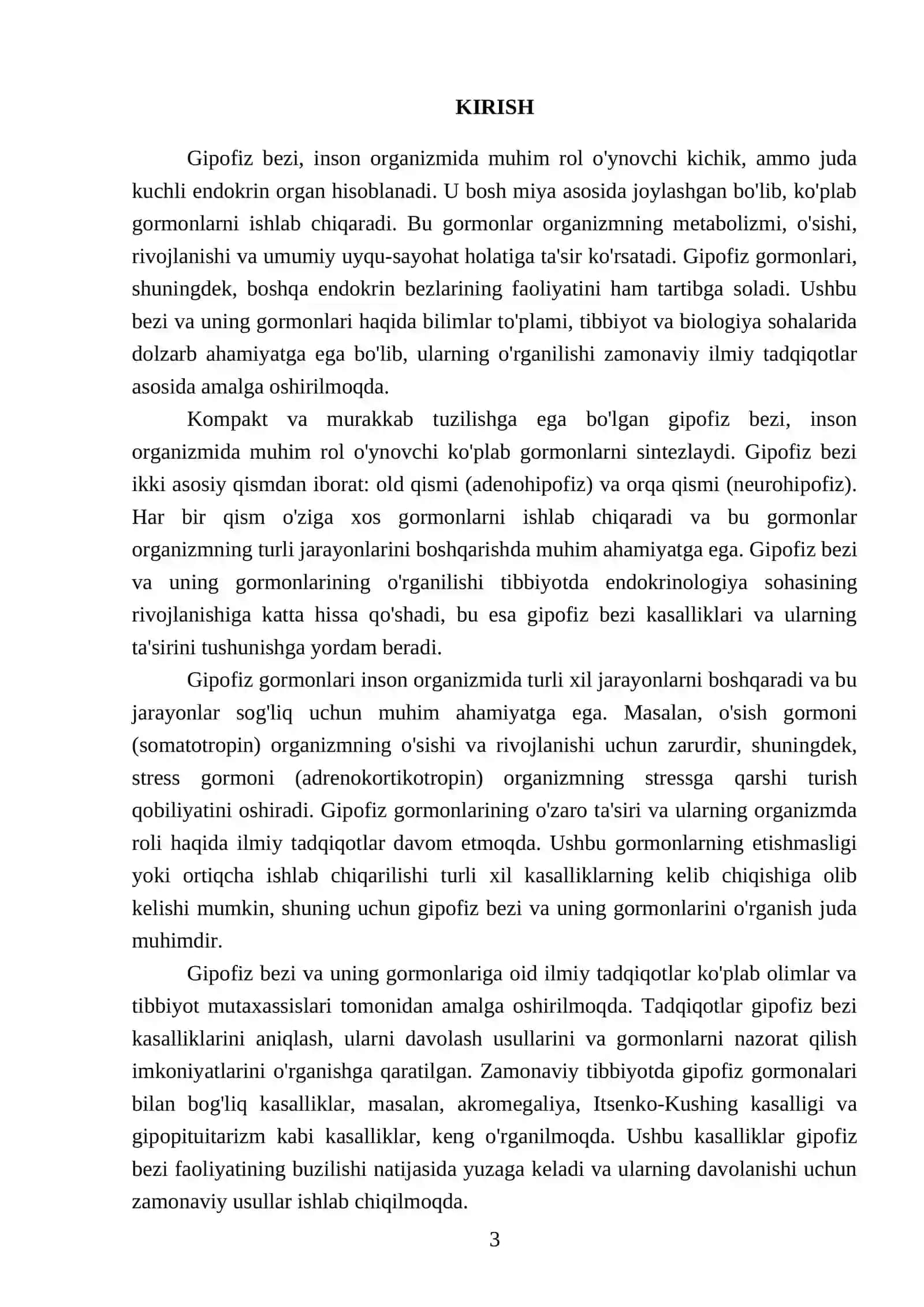 Gipofiz bezi va uning gormonlari referati 3