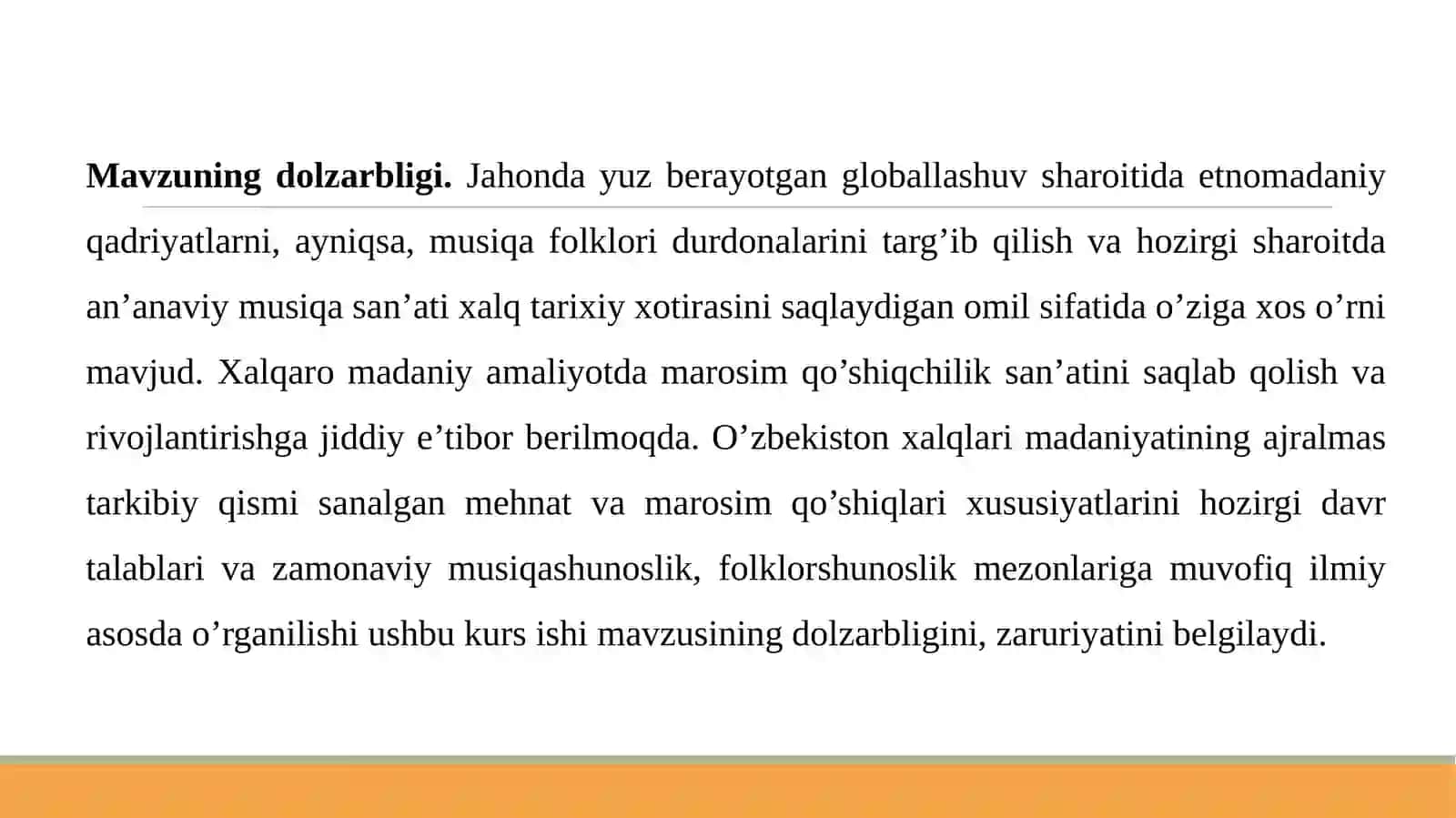 Mehnat qo’shiqlarini tarixiy taraqqiyotdagi rivojlanish bosqichlarida mustaqil turkum sifatida qaror topishi 3