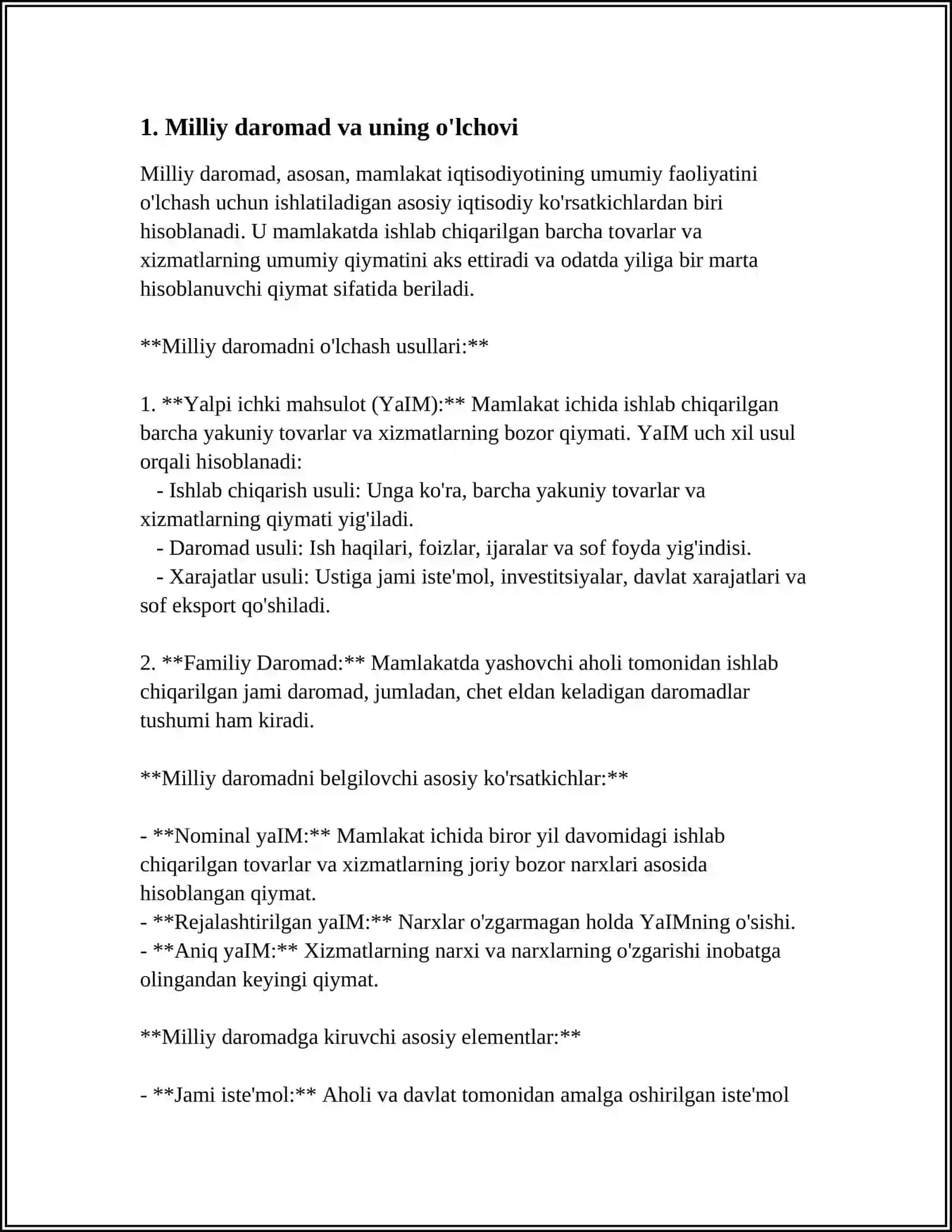 MILLIY IQTISODIYOT VA UNING MAKRO IQTISODIYOT O'LCHAMLARI 3