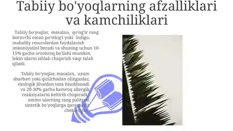 Tabiiy va Sintetik Bo'yoqlar 3