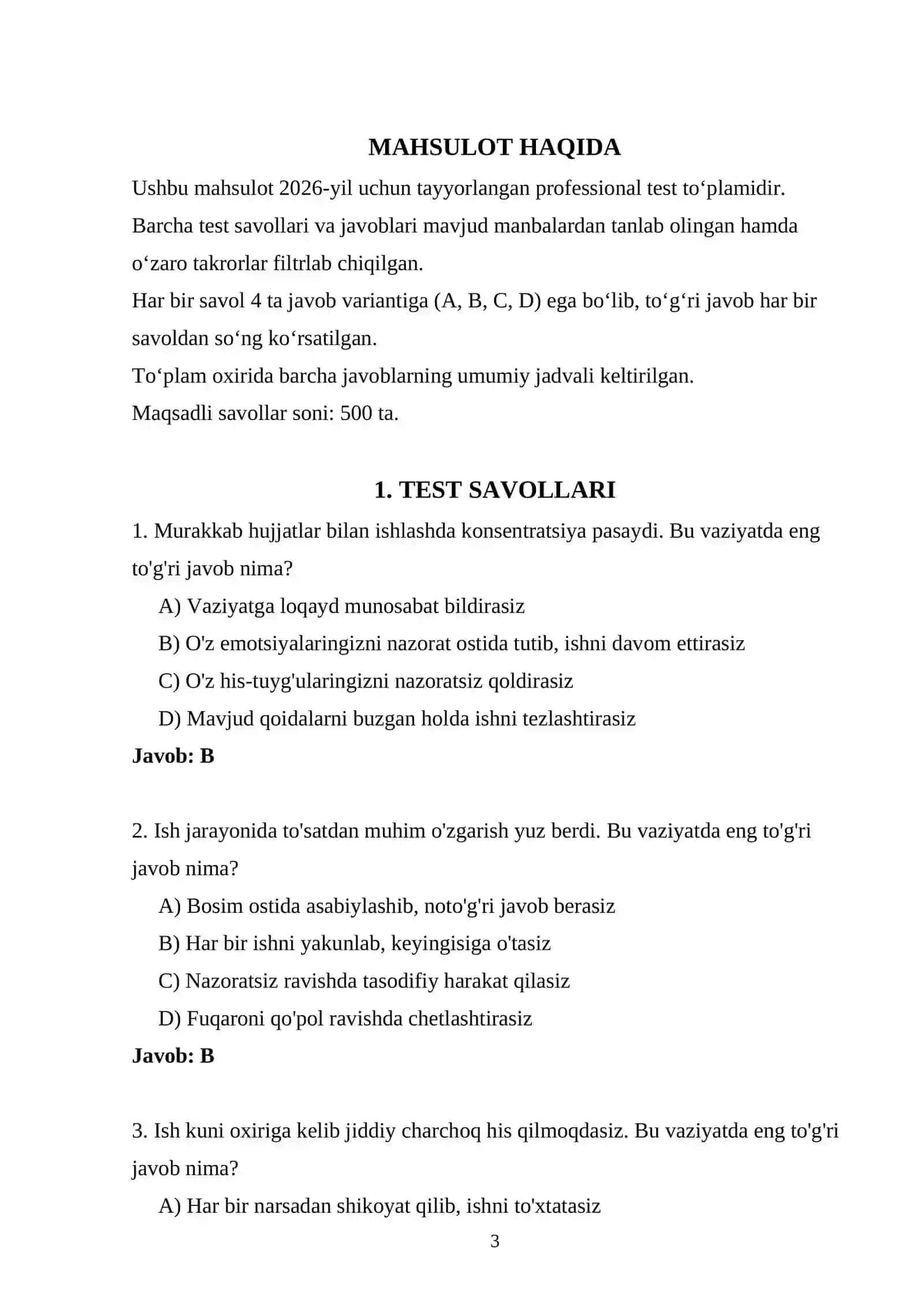 Bojxona psixologik testlari 3