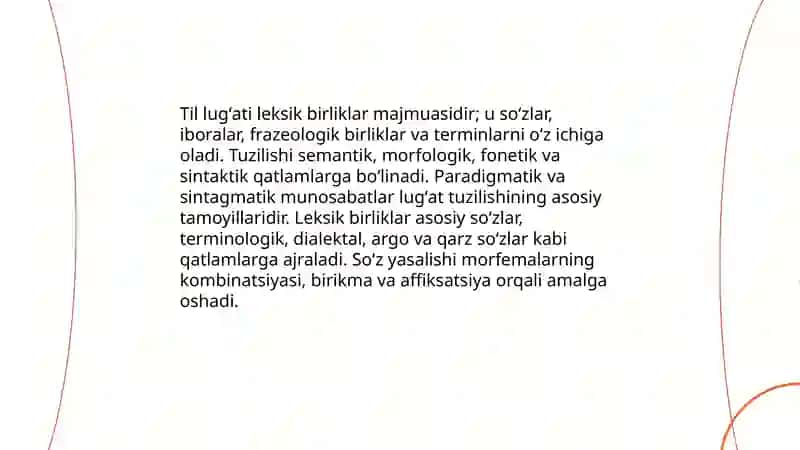 Tilning lugʻat sathi 3
