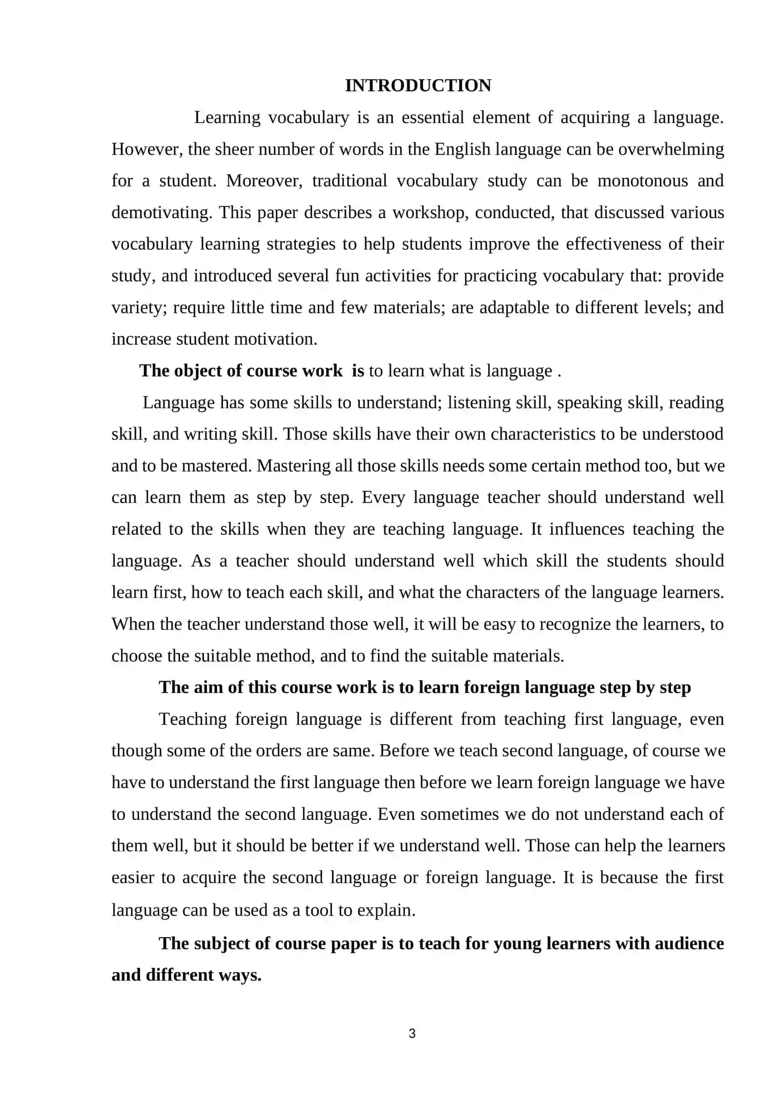 COURSE WORK: Teaching word building to higher classes 3