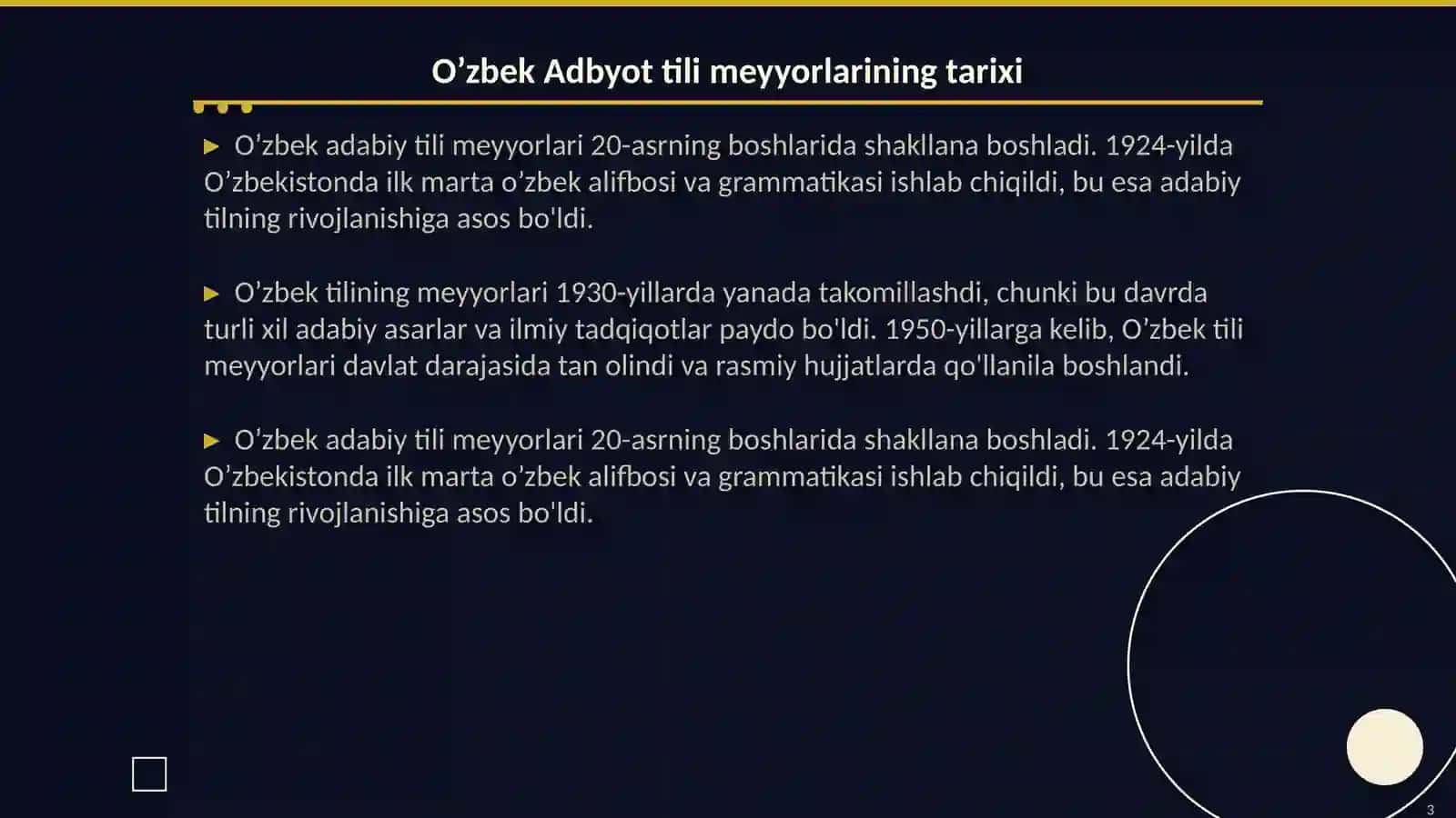 O'zbek Adbyot tili meyyorlari 3