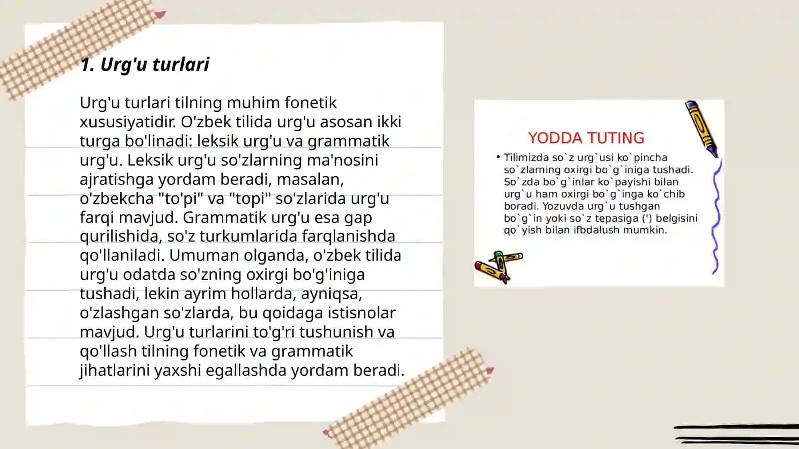 Urģu taffuzi sóz urģusi va gap urģusi 3