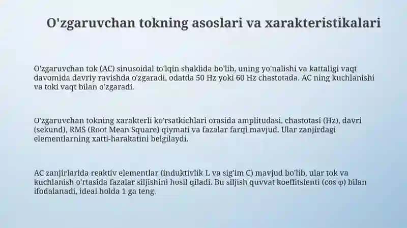 O'zgaruvchan tok. Tebranish konturi. Kvazistatsionar toklar 3